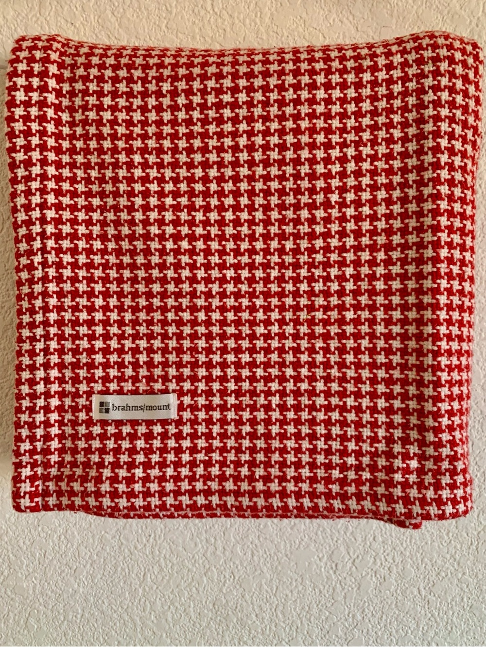 Brahms Mount Red and Cream Houndstooth Baby Blanket